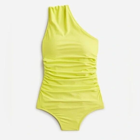 J. Crew Swimsuit Sz 22 One Piece Ruched One Shoulder Lemon Sorbet Yellow BC108 - Picture 10 of 10